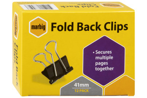 MARBIG FOLDBACK CLIPS 41mm Pk12