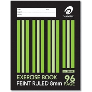 OLYMPIC EXERCISE BOOK E2896 225 x 175mm, 96 Pages, 8mm Feint Ruled (same as NPM-EB6102 - sub if no stock)