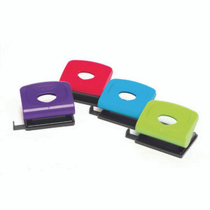 MARBIG 2 HOLE PUNCH PLASTIC 20 Sheet Blister Card Assorted Colours (Each)