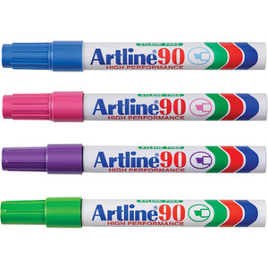 ARTLINE 90 PERMANENT MARKER 5MM CHISEL NIB BRIGHTS Assorted Bx12