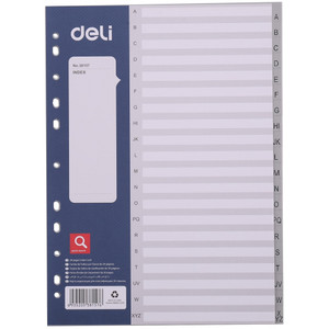 DELI POLYPROPYLENE DIVIDERS - ALPHABETICAL A-Z A4 Grey