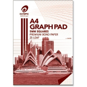 Olympic Graph Pad GH525 A4 25 Leaf 5mm Graph Ruled (141373)