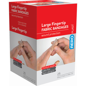 AEROPLAST Premium Fabric Large Fingertip 7.5 x 4.5cm, Box of 25