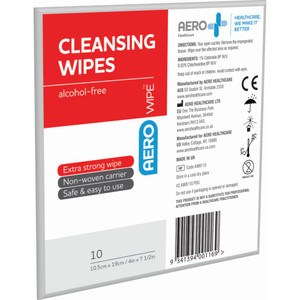 AEROWIPE Alcohol-Free Cleansing Wipes  200mm X 100mm, Pack of 10