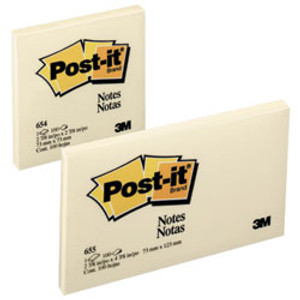 POST-IT 654 NOTES ORIGINAL 100 Sheets 76x 76mm Yellow, Pk12