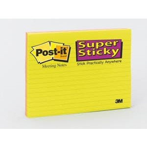 SUPER STICKY POST-IT NOTES MEETING NOTES - NEON COLOURS LINED 6845-SSPL 149x200mm 700005249456 / AB019415707 / 70005252872