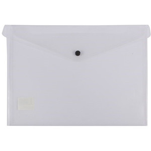 Bantex Transparent Document Wallet PP A4 Button Closure - Clear (34044)