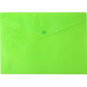 Osmer Plastic Document Wallet with Button Closure A4, Green