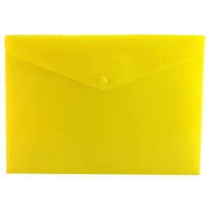 Osmer Plastic Document Wallet with Button Closure A4, Yellow