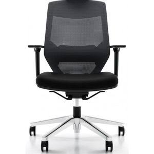 VOGUE OFFICE CHAIR Black Heavy Duty Medium Back Mesh Chair W/ Aluminium Base, Black Fabric Seat
110KG Weight Rating