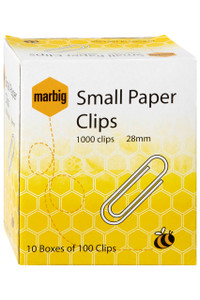 MARBIG PAPER CLIPS Small 28mm, Box of 1000