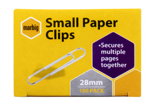 MARBIG PAPER CLIPS Small 28mm, Box of 100
