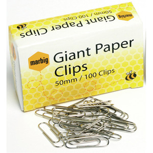 MARBIG PAPER CLIPS Giant 50mm, Box of 1000