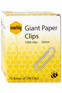 MARBIG PAPER CLIPS Giant 50mm, Box of 1000