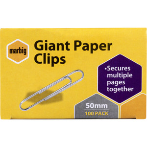 MARBIG PAPER CLIPS Giant 50mm, Box of 100