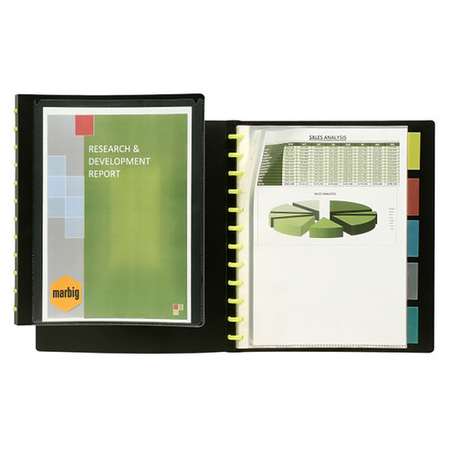MARBIG KWIK ZIP DISPLAY BOOK A4 W/Insert Cover 10Pkt Black