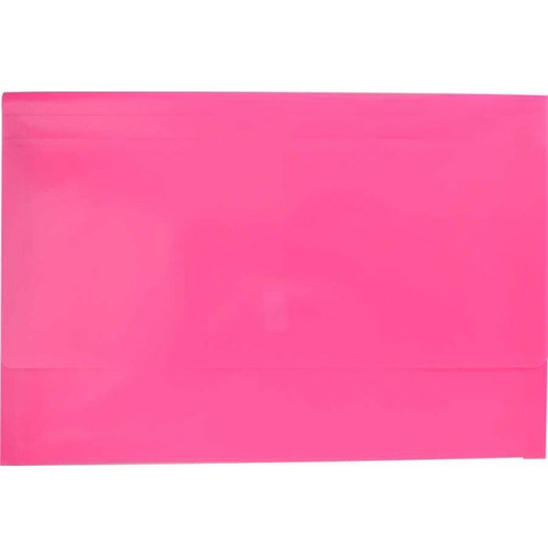 Osmer Plastic Document Wallet with Velcro Seal Foolscap, Hot Pink