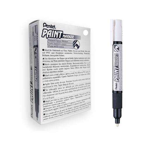 Pentel MMP20 Paint Marker Medium Bullet 3.0mm White, Box of 12