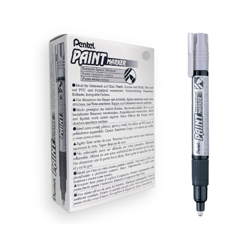 Pentel MMP20 Paint Marker Medium Bullet 3.0mm Silver, Box of 12