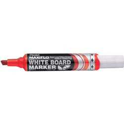 Pentel MWL6 Maxiflo Whiteboard Marker Chisel Point 3.0-7.0mm Red, Box of 12