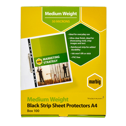 MARBIG COPYSAFE SHEET PROTECTR A4 Black Edge