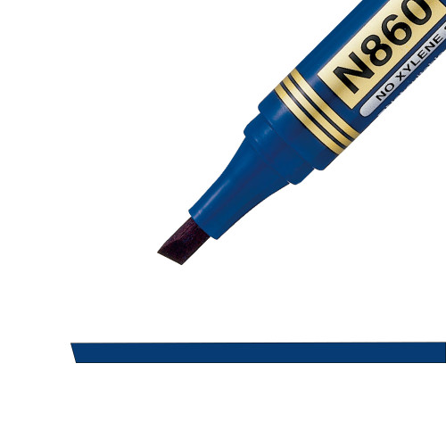 Pentel N860 Permanent Marker Chisel Point 1.5-4.5mm Blue, Each