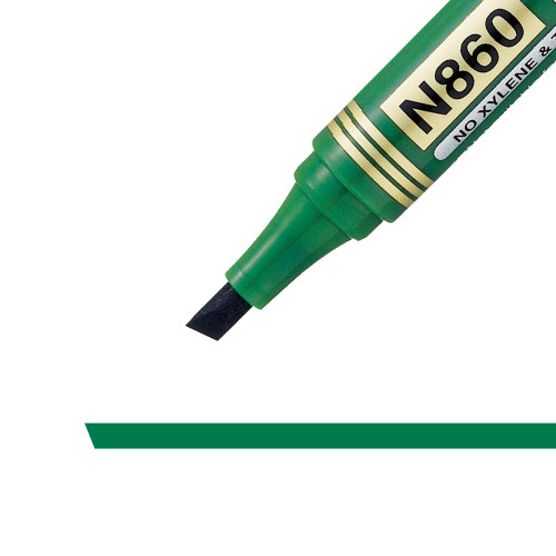 Pentel N860 Permanent Marker Chisel Point 1.5-4.5mm Green, Each