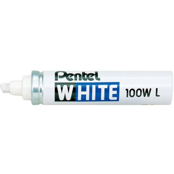Pentel X100W White Permanent Marker Large Chisel Tip White, Box of 12