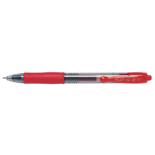 PILOT G2 RETRACTABLE GEL INK BALLPOINT PEN 0.7mm Fine Red Bx12