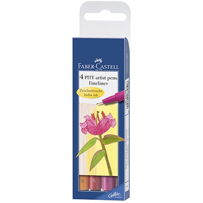 Faber-Castell Pitt Fineliner (0.3mm) Artist Set of 4 Warm Colours