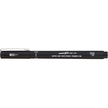 UNI PIN 200 FINE LINER PEN 0.8mm Black, Bx12
