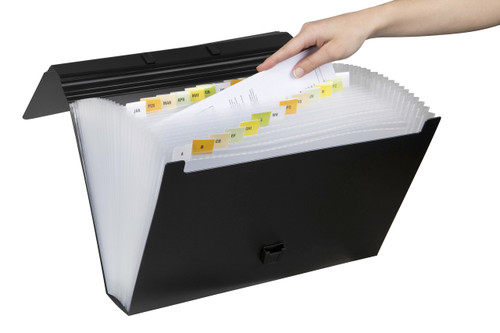 MARBIG EXPANDING FILE CASE Foolscap Polypropylene 26 Pocket Black