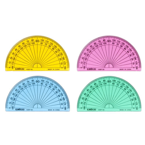 CELCO 100BP180 PROTRACTOR 10cm 180 Deg Asst Colour B50