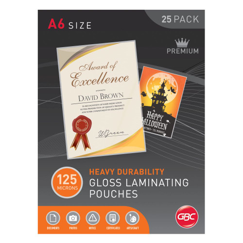 GBC IBICO LAMINATING POUCH A6 125 Micron 25Pk