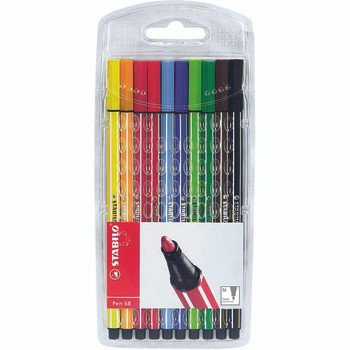 STABILO PEN 68 FIBRE TIP PEN ASSTD WALLET 10