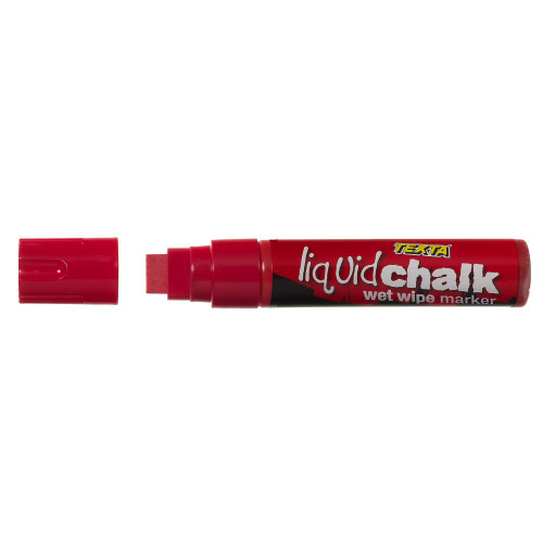 Texta Jumbo Liquid Chalk Wet Wipe Chisel 15mm Nib Red