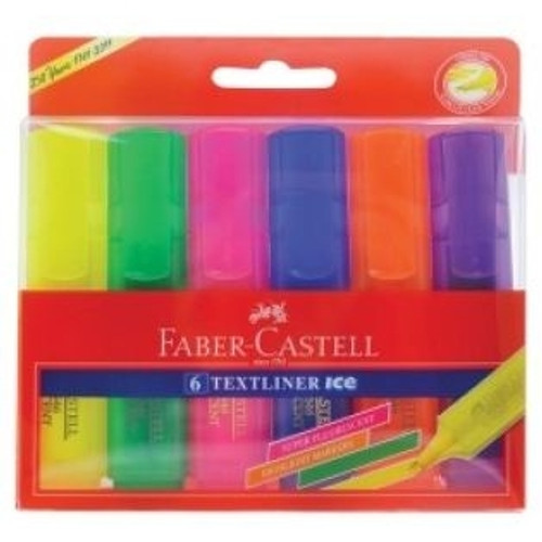 Faber-Castell Textliner 46 Highlighters Ice Superfluorescent Assorted Pack of 6 (57-4802-06)