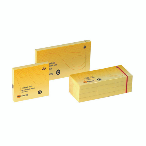 MARBIG NOTES Repositional 75x125mm Yellow Pk12