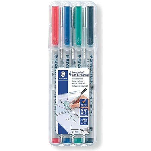 Staedtler 315 Lumocolor Pens Non-Permanent 1.0mm Medium - Wallet of 4 Assorted Colours