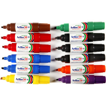 ARTLINE 50 PERMANENT MARKER 6MM CHISEL NIB ASSORTED Bx12