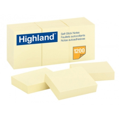 HIGHLAND 6539 STICK ON NOTES 35mm x 48mm Yellow, 100 sheets/pad, Pk12 70016043633