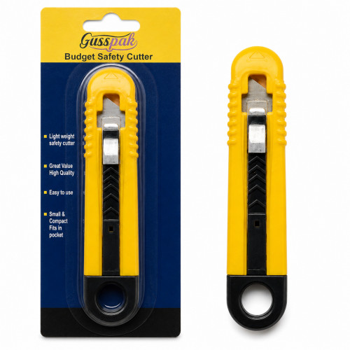 Gusspak CYM-400 Premium Safety Cutter Knife | Auto-Retracting Rounded Corner Blade Utility Knife
