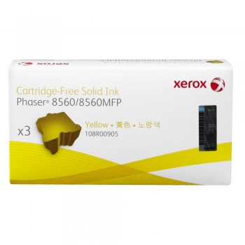 FUJI XEROX PHASER 108R00905 YELLOW INK 3PK 3.4K Suits Phaser 8560 / 8560MFP / 8550 *** Temporarily Out of Stock ***