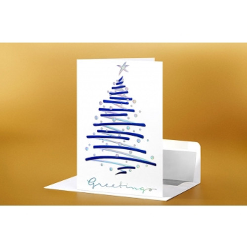 SEASON'S GREETING CARD Stylish Tree 183mm x 127mm, Pk100