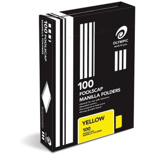 Olympic Manilla Folder Foolscap Yellow, Box of 100 (193863)