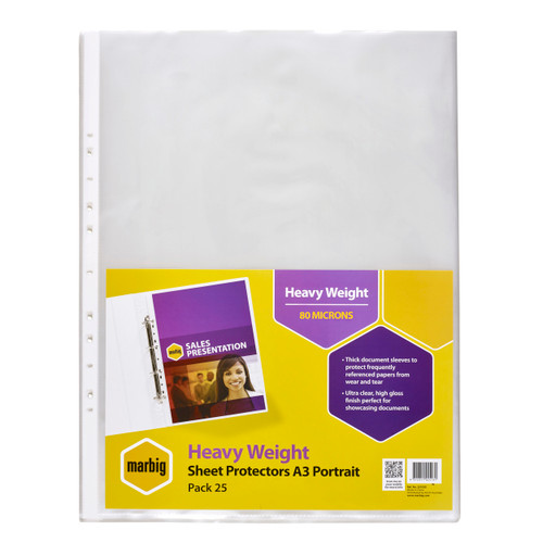 MARBIG SHEET PROTECTOR A3 LOW GLARE PORTRAIT PK25