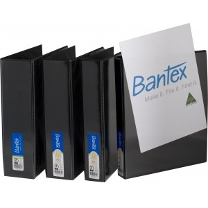 Bantex Standard Insert Ring Binder PP A4 4D Ring 50mm - Black (2733-410)