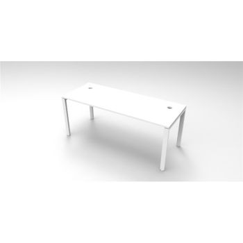 RAPID INFINITY PROFILE END LEG WORKSTATION WHITE 1800X700MM 1 PERSON SINGLE SIDED NO SCREEN Brilliant White