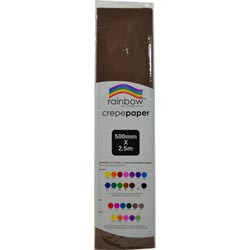 RAINBOW CREPE PAPER 500mmx2.5m Dark Brown, Pk12