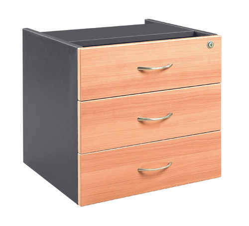 ATL DESK PEDESTAL FIXED 3 DRAWERS WHITE & IRONSTONE W464XD400XH450 *** CURRENT AVAILABILITY AND PRICING NEEDS TO BE RECONFIRMED ***